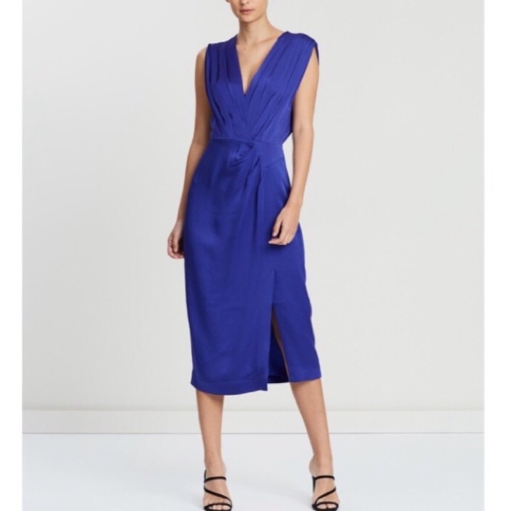 Reiss Elaini Satin Midi Dress - Picture 2 of 13